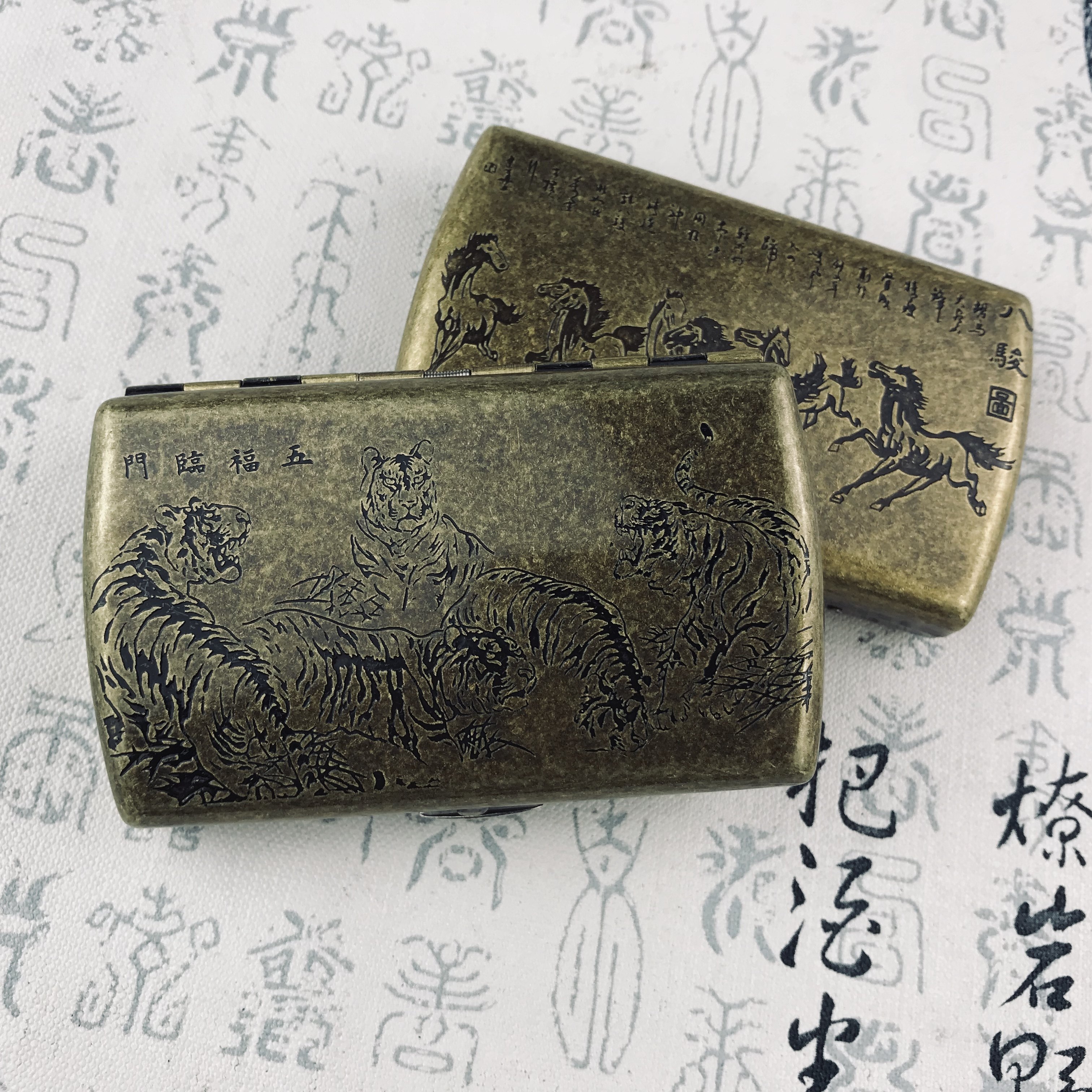 逆行创意精美唐草图案纯铜12支复古时尚烟盒烟盒