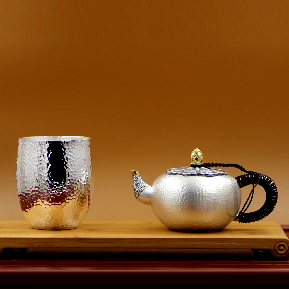 茶杯银杯手工乔师傅师傅纯银水杯办公杯子功夫茶杯