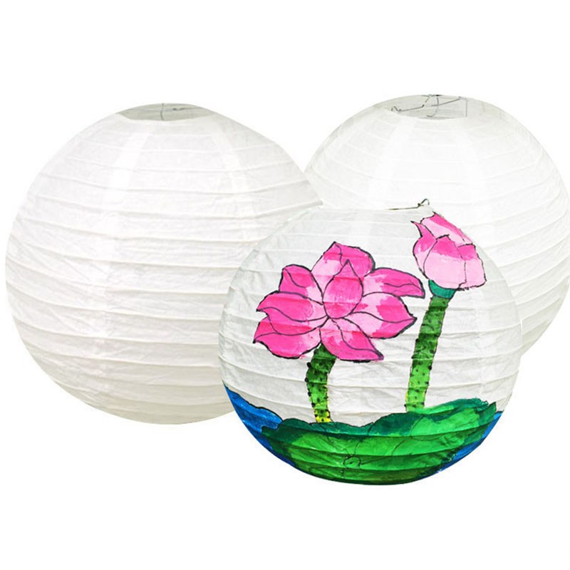 灯笼儿童绘画白色节日纸灯diy涂色幼儿园材料其他手工制作