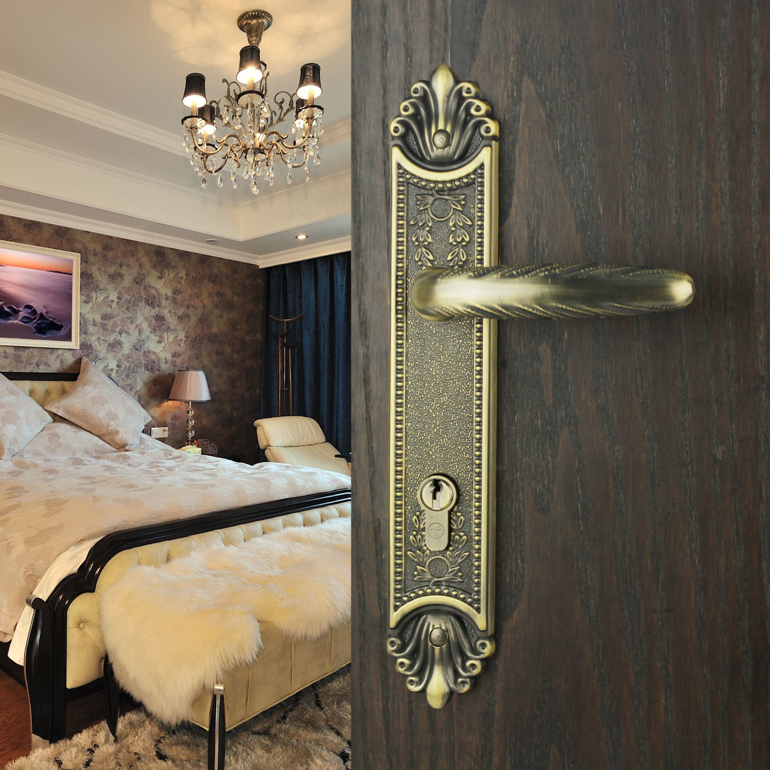 门锁泰好铜锁世连泰好纯铜室内房门全铜简欧欧式机械门锁