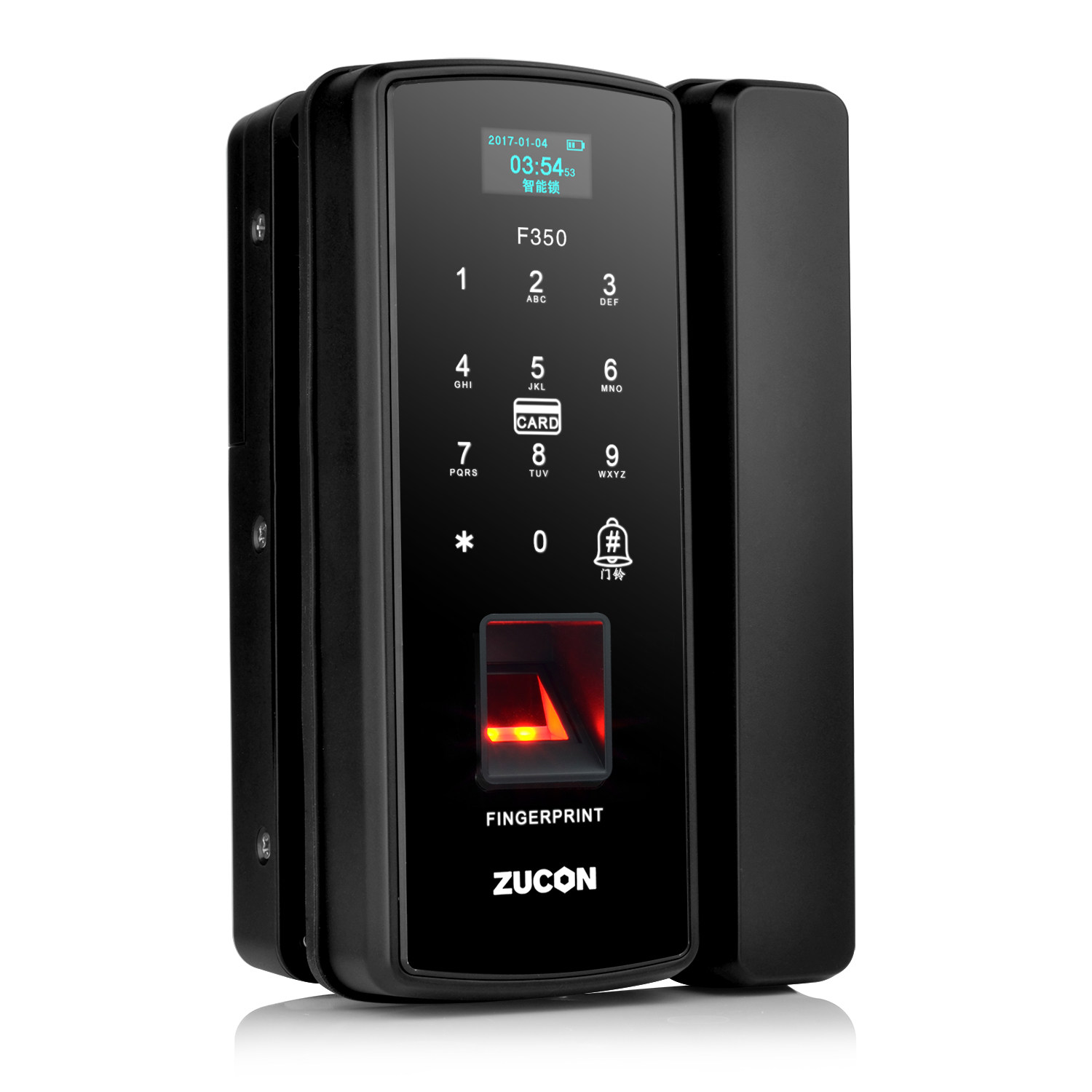 zucon办公室玻璃门指纹锁双门免开孔免布线门禁锁智能电子密码锁