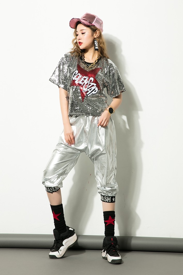 嘻哈女装韩版宽松hiphop嘻哈裤子现代学生成人跳街舞爵士舞服装潮