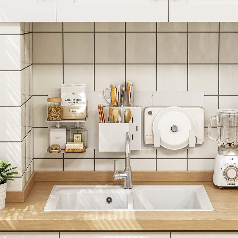 御仕家珐琅板平diy自由搭配盐系厨房磁吸置物架厨房置物架