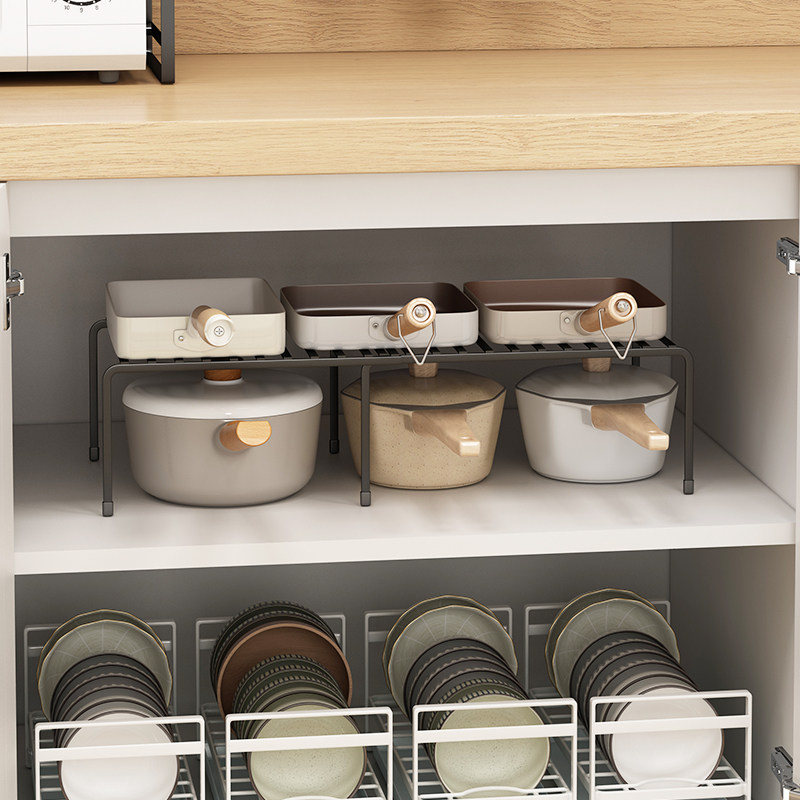 御仕家橱柜可伸缩锅架厨房柜内炒锅烤盘置物架家用厨房置物架