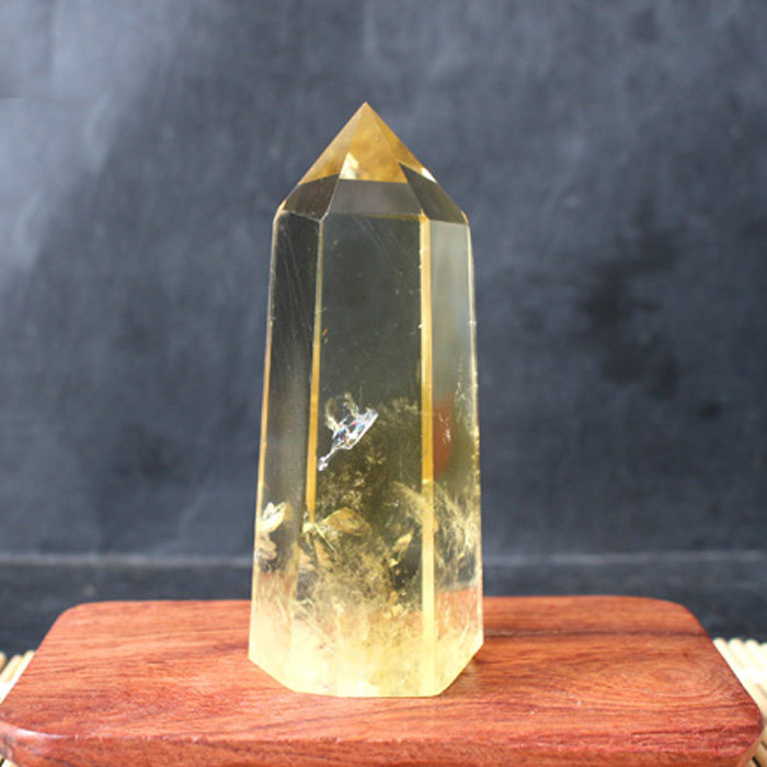 包邮天然黄水晶摆件 黄水晶晶柱 把玩手把件 晶柱 黄水晶原石打磨