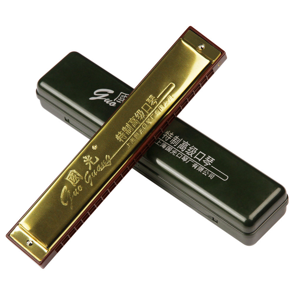 上海乐器国光24孔复音c调 成人初学者演奏精制口琴