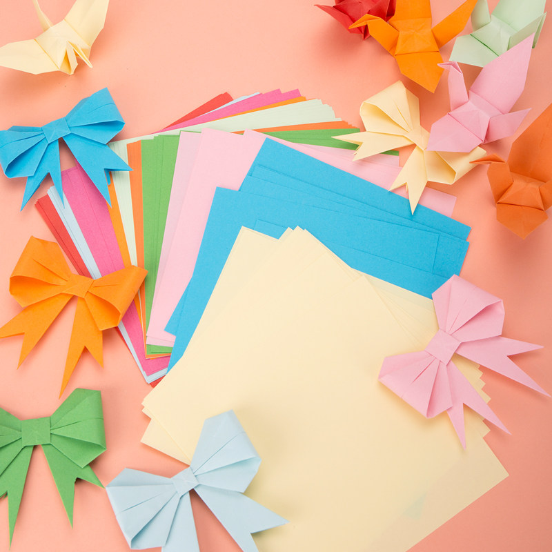 彩色折纸手工儿童材料幼儿园卡纸正方形千纸鹤玫瑰花折纸