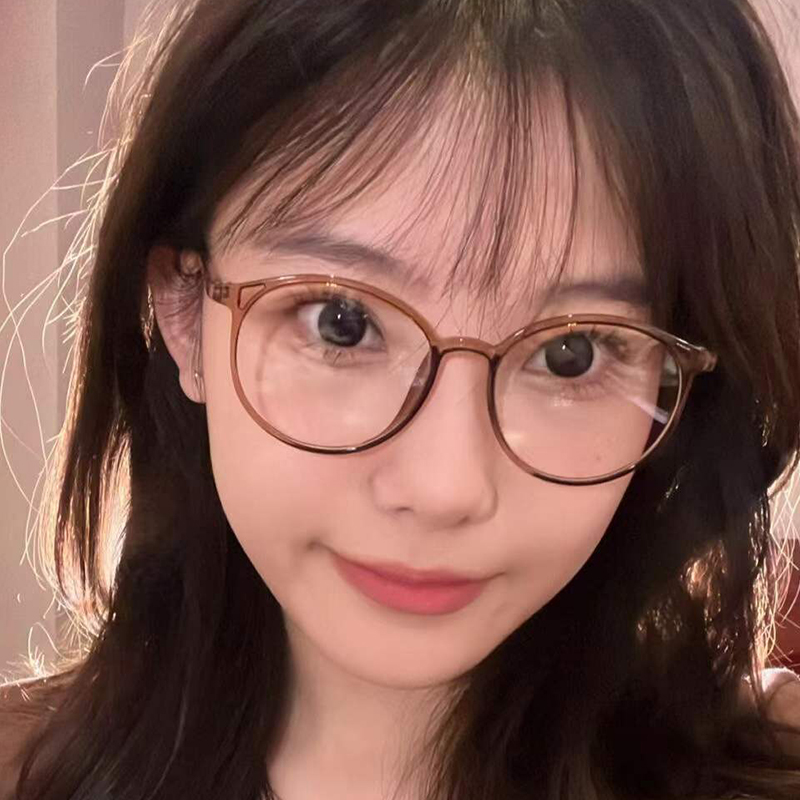 茶色眼镜女韩版圆脸素颜超轻镜框女款蓝光近视防蓝光镜