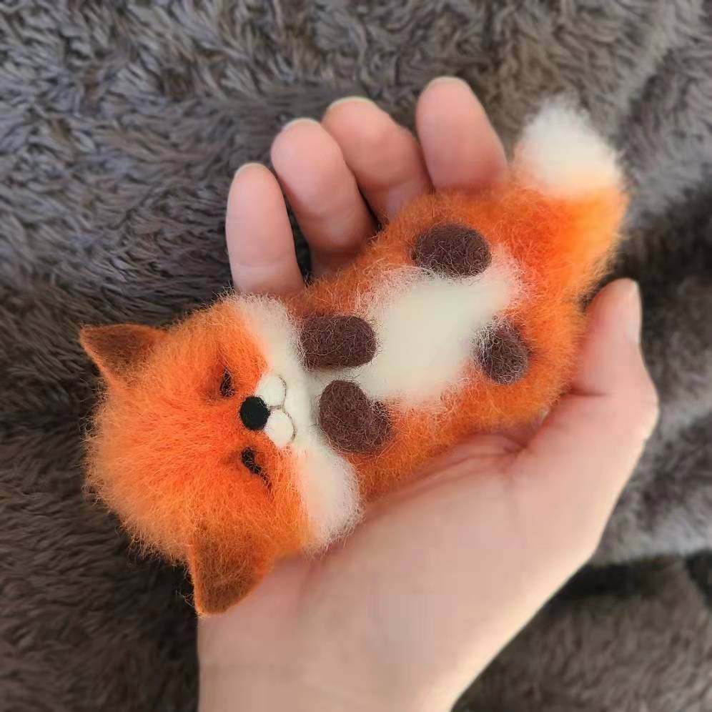 羊毛毛毡可爱爱萌狐狸全身立体玩偶戳戳乐成缝纫diy材料套装