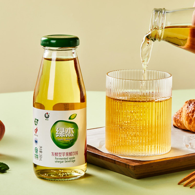 苹果饮料绿杰260ml12瓶整箱装玻璃瓶装蔗糖脂肪果味