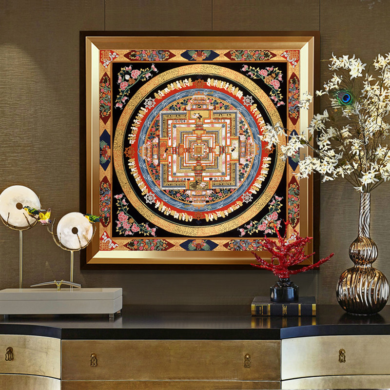 掐丝唐卡装饰画客厅玄关壁画餐厅卧室墙画书房坛城图镇宅禅意挂画