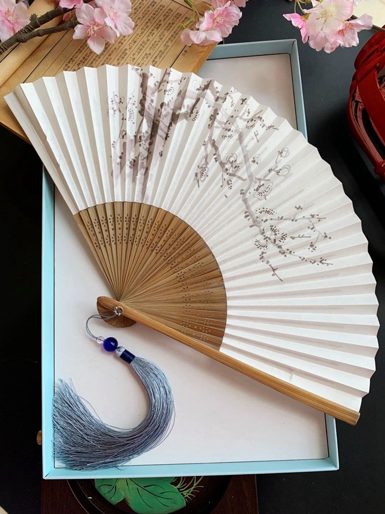 中国男女工艺书生双面汉服水墨国风折叠随身扇子