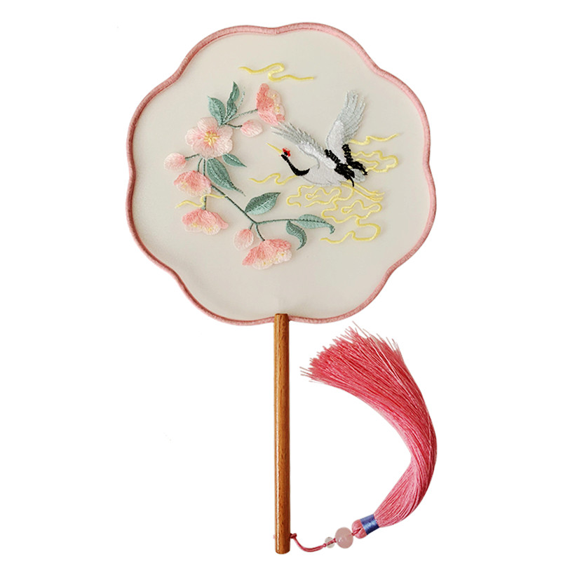 绣花扇子机绣刺绣宫扇花瓣出国送礼中国风古风汉服跳舞蹈扇子女