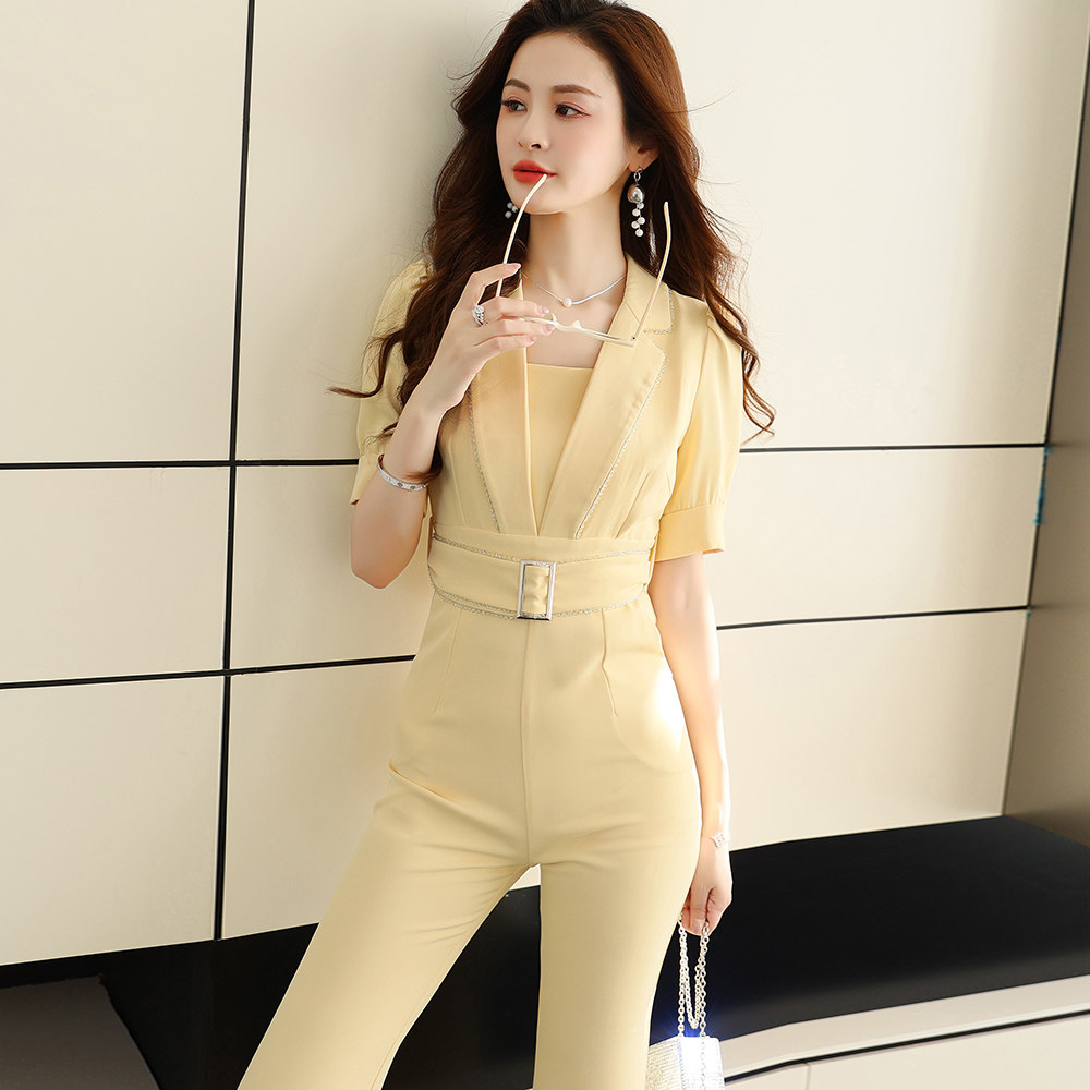 女神范气质职业装连体2023夏季新款显瘦修身ol连体衣