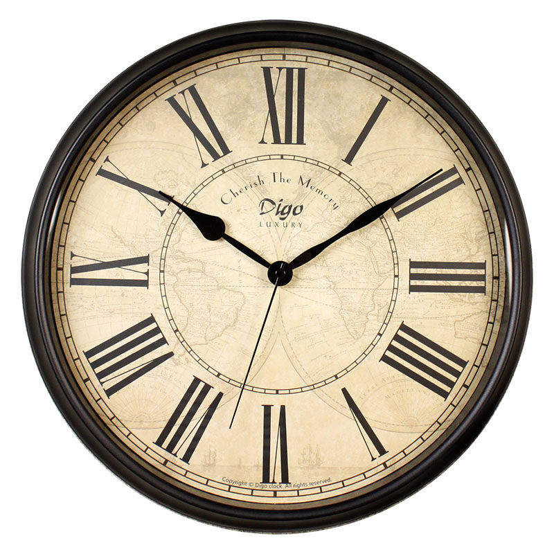 客厅挂钟时尚钟表大气欧式家用钟饰复古静音美式时钟挂墙怀旧老式