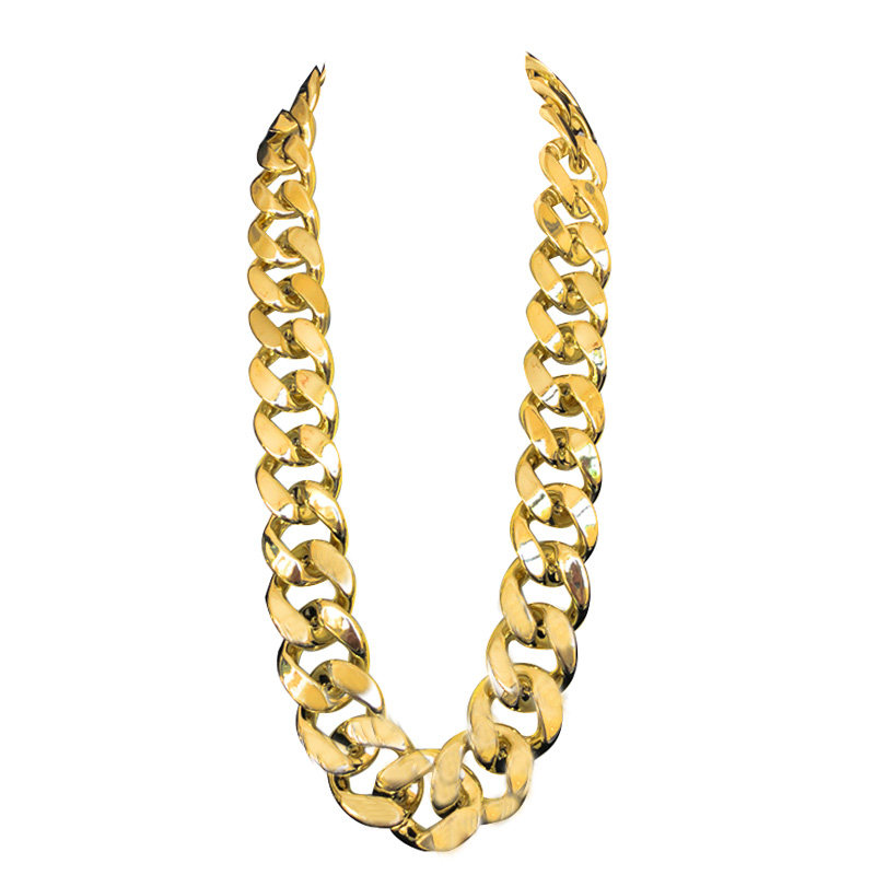 网红假金夸张男粗项链黄金道具抖音大道塑料项链