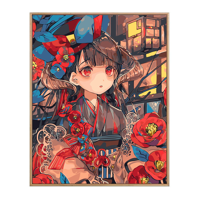 数字油画diy油彩彩画国潮可爱少女挂画客厅动漫diy