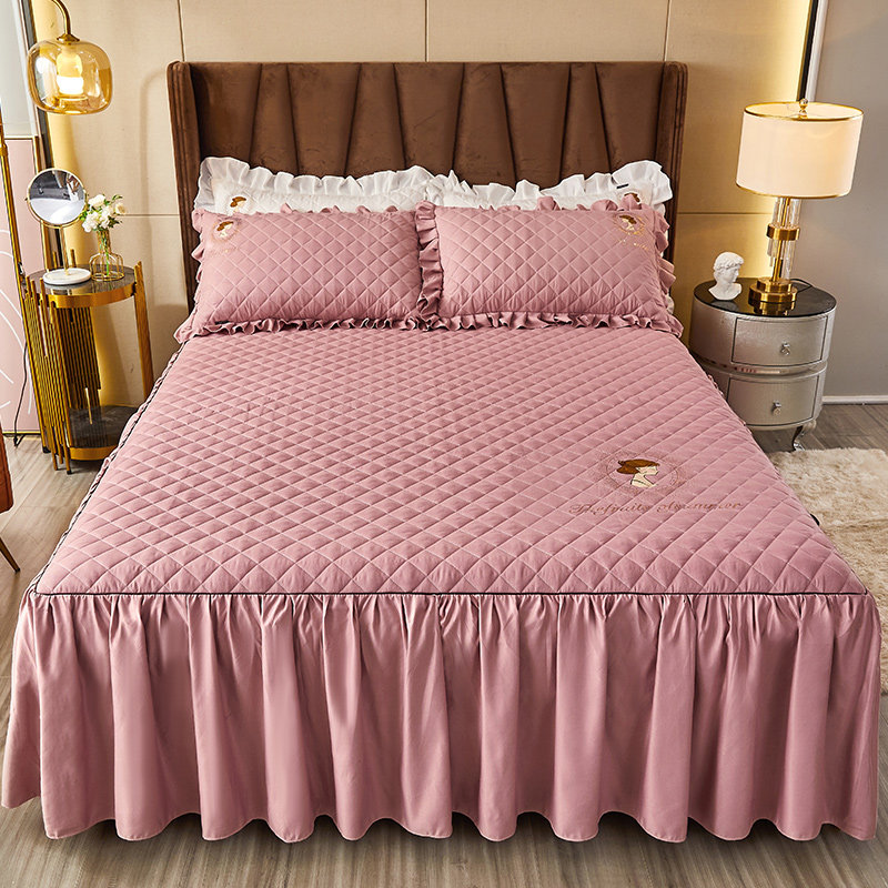 韩版秋冬磨毛公主风床裙式床罩4件套夹棉加厚床单床套被套四件套