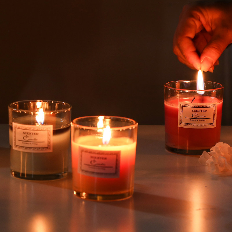 北欧ins香薰蜡烛卧室家用安神神助室内持久香薰蜡烛