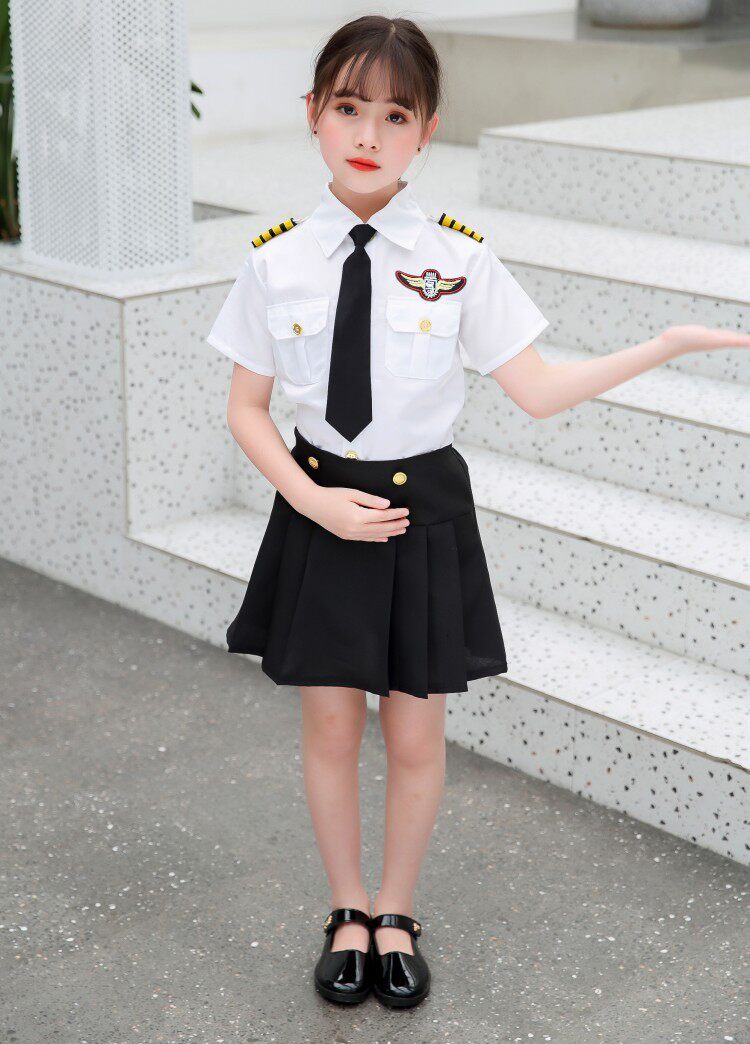 儿童空军空姐机长制服飞机机师男女女童空少儿童演出服