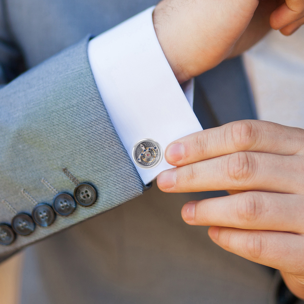 机械名表机芯陀飞轮袖扣男士法式衬衫袖钉女商务正装衬衣袖口定制