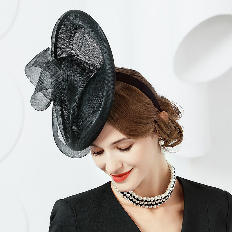 ee新款英伦麻纱名媛礼帽春秋时尚潮女女士帽子