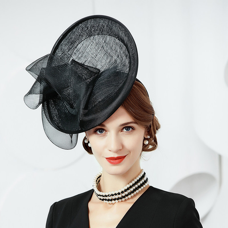 ee新款英伦麻纱名媛礼帽春秋时尚潮女女士帽子