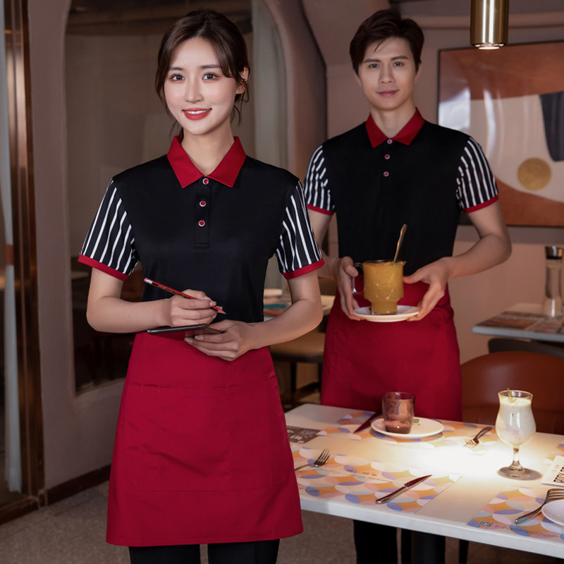 餐厅服务员工作服短袖衬衫小龙虾大排档汉堡奶茶火锅店工装制服