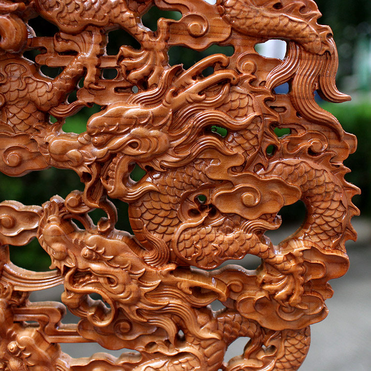 开光桃木九龙挂件九龙壁镇宅化煞旺转运木雕饰品木雕