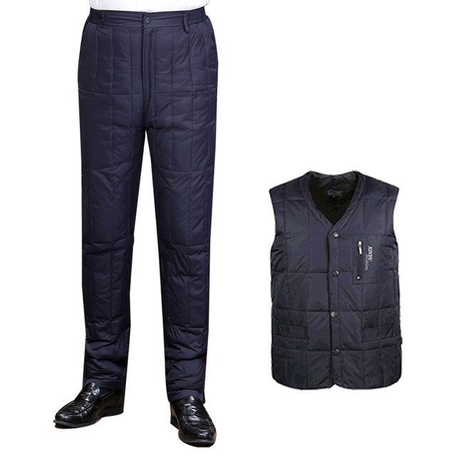 Antarctic winter men and women inside and outside wear high waist pants down thick white duck down liner in the elderly warm trousers Antarctic winter men and women inside and outside wear high waist pants down thick white duck down liner in the elderly warm trousers