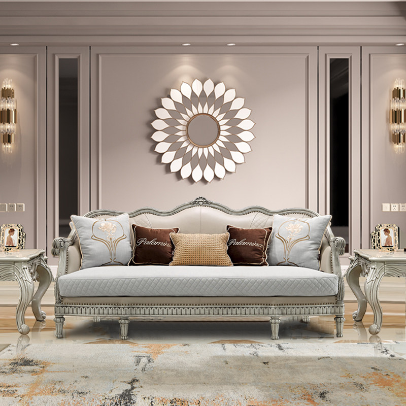 沙发法式轻奢欧式真皮沙发美式实木小户户型客厅家具皮艺沙发