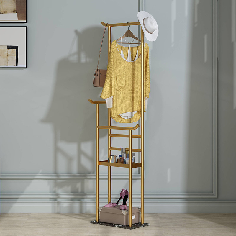 轻奢铁艺衣帽架落地衣服架子卧室家用置物小型收纳衣架现代挂衣架