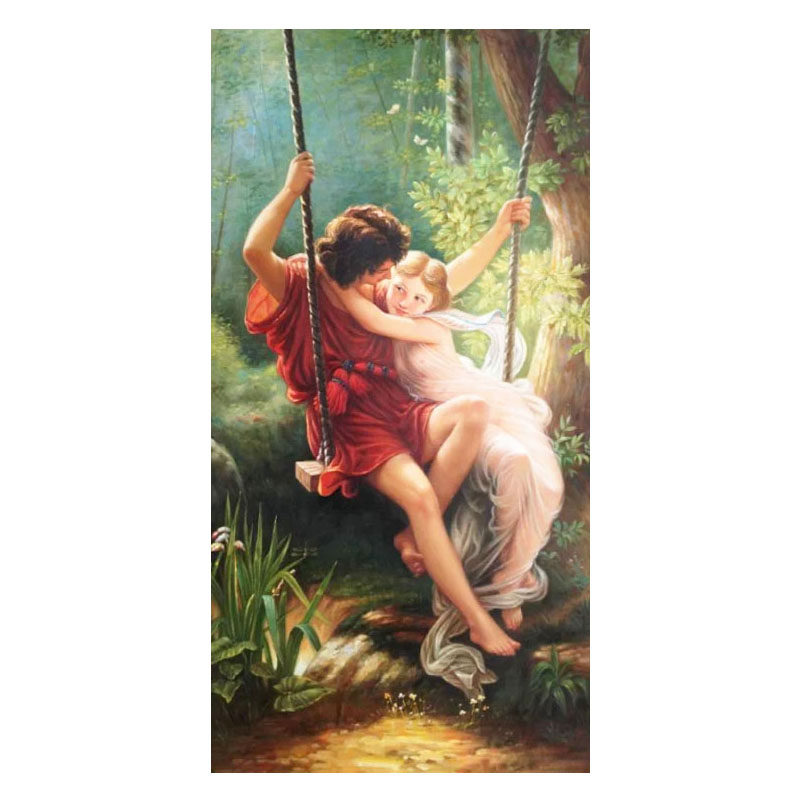 欧式古典宫廷人物油画荡秋千别墅客厅玄关走廊油画
