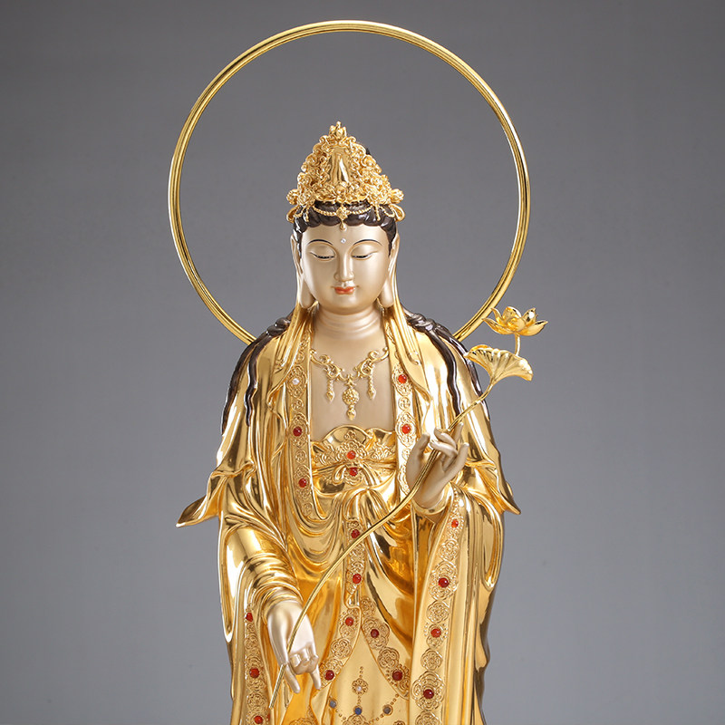 菩萨熙曼蒂全铜西方三圣神像家用观音阿弥陀佛佛像摆件