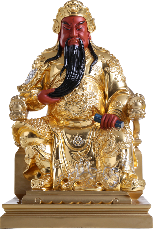 神像纯铜贴金拿书关公供奉家用关羽春秋二爷摆件