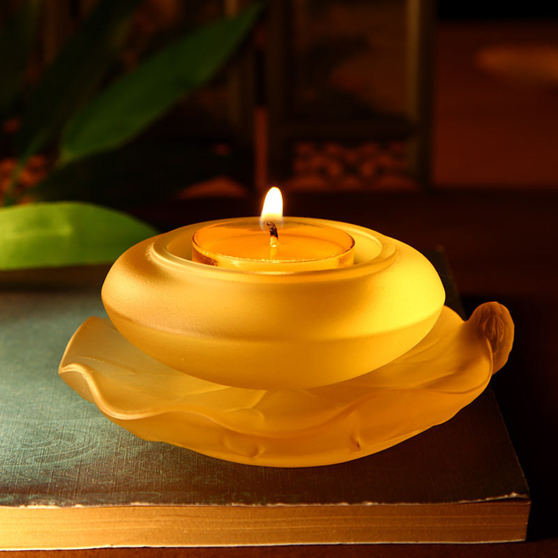烛台酥油灯座熙曼蒂琉璃室内4小时供佛摆件家用烛台