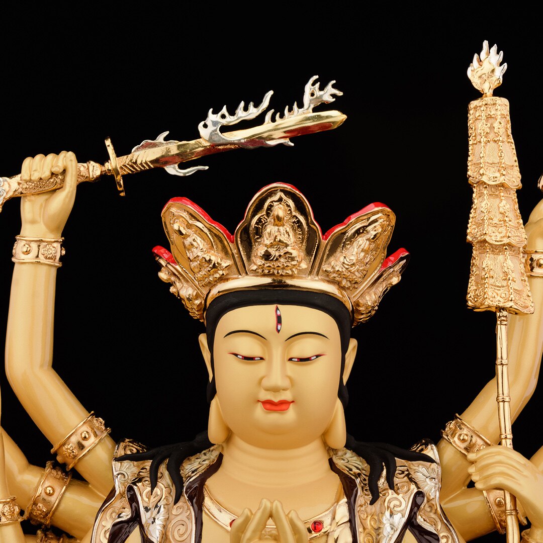 熙曼蒂纯铜金准提佛母准菩萨佛像家用供奉准胝摆件