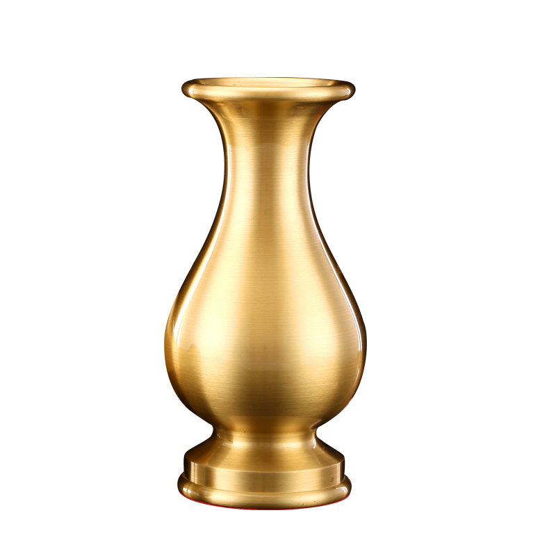 花瓶熙曼蒂供佛用品大号光身家用插花摆件纯铜花瓶