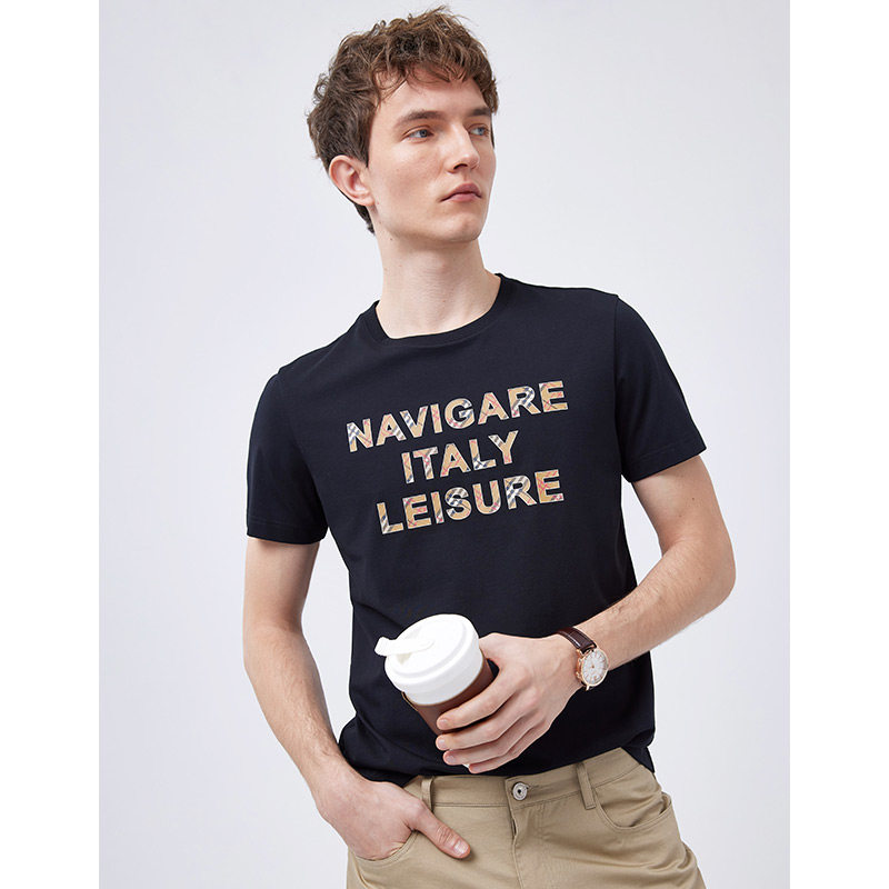 navigare意大利小帆船短袖恤男纯棉2021夏季新款纯色t恤