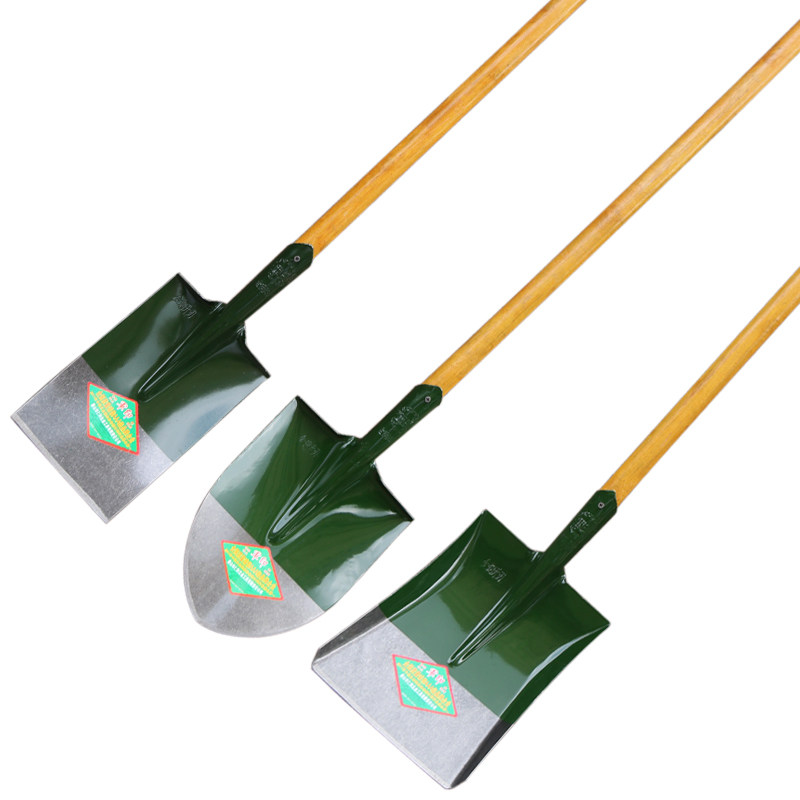 锹钢军印铁锹农用用木尖头平头锹宽雪铲泥锹铲子