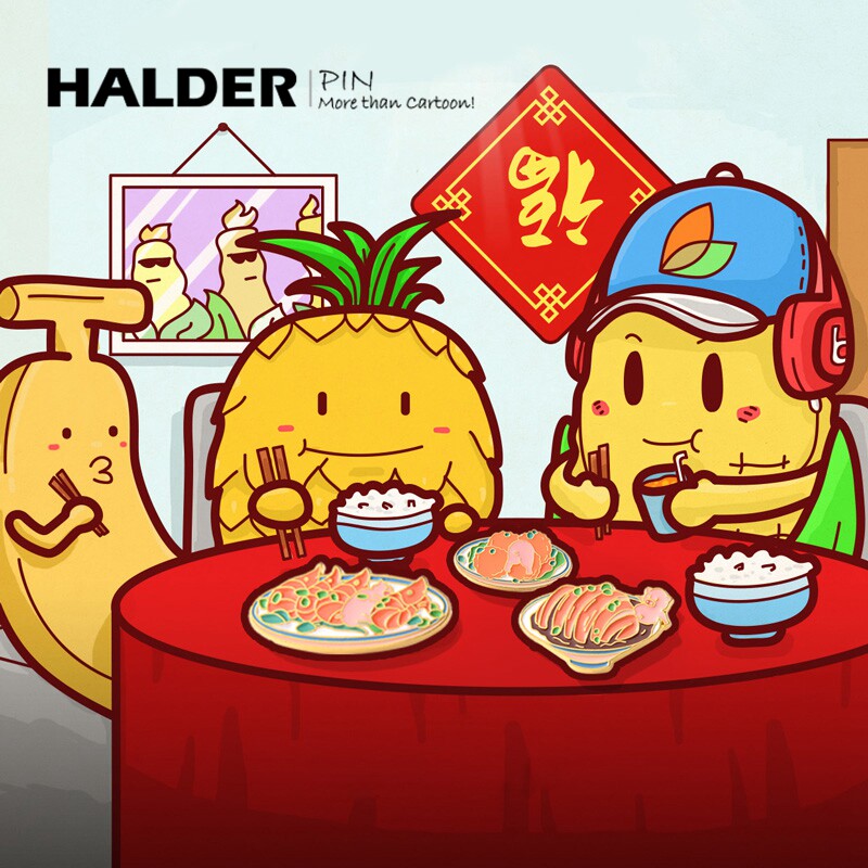 halder四喜丸子油焖大虾扣肉食物金属胸针可爱胸针