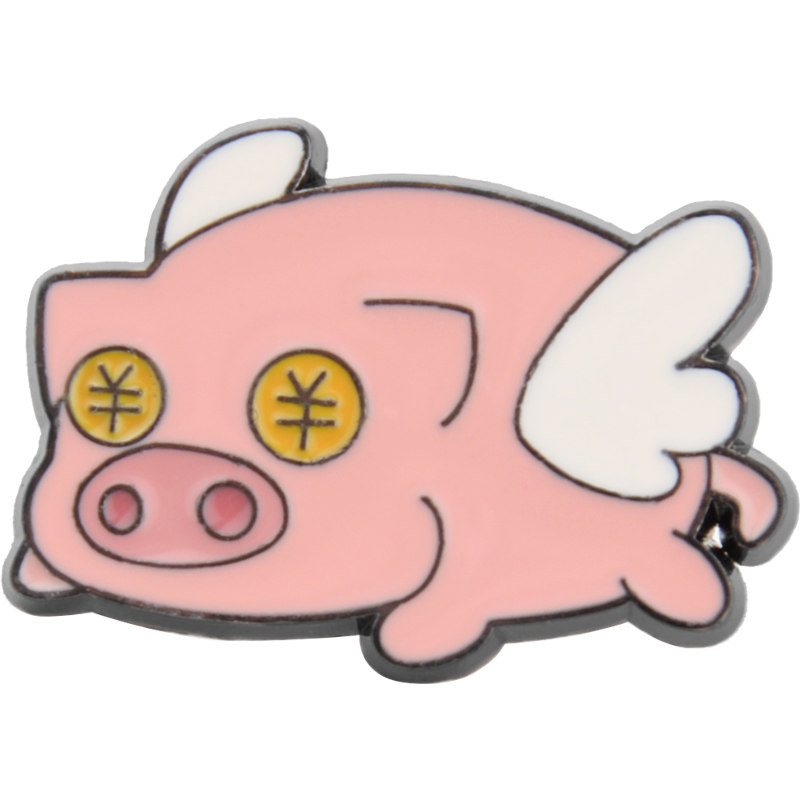halder吸钱飞天猪人民币美元符号财袋金属胸针情侣胸针