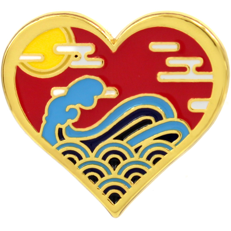 halder洛迪原创高山流水中国国风胸针心形徽章胸针