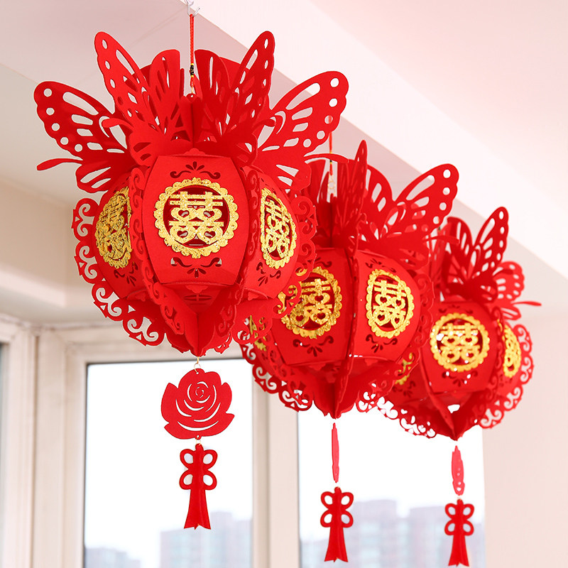 思泽婚房装饰无纺布灯笼红色挂饰宫灯灯笼