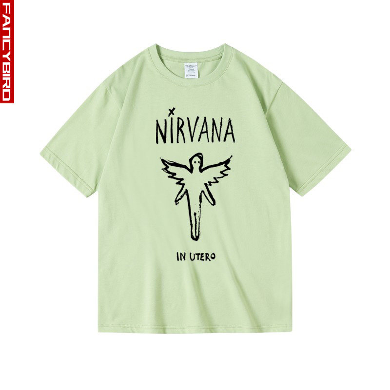 美式摇滚nirvana涅盘kurtcobain柯特科本天使周边纯棉t恤