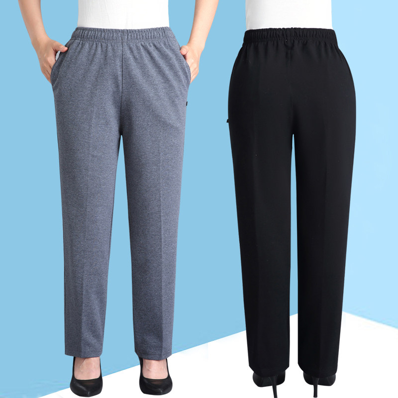 中老年春秋纯棉女裤裤子加肥加大宽松运动长裤休闲裤