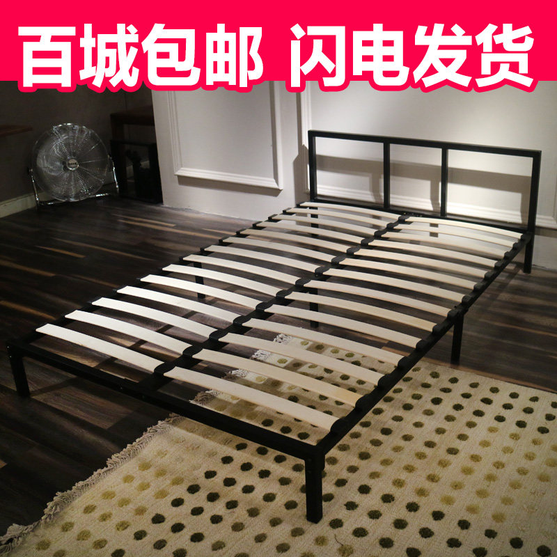 黑色铁艺15米双人铁架床单人小户型宿舍出租房铁艺