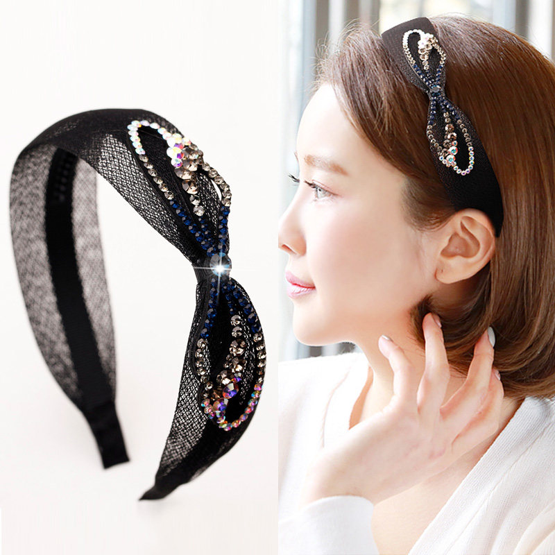 水钻蝴蝶结发卡韩版宽边头窟韩国气质发发防滑发饰