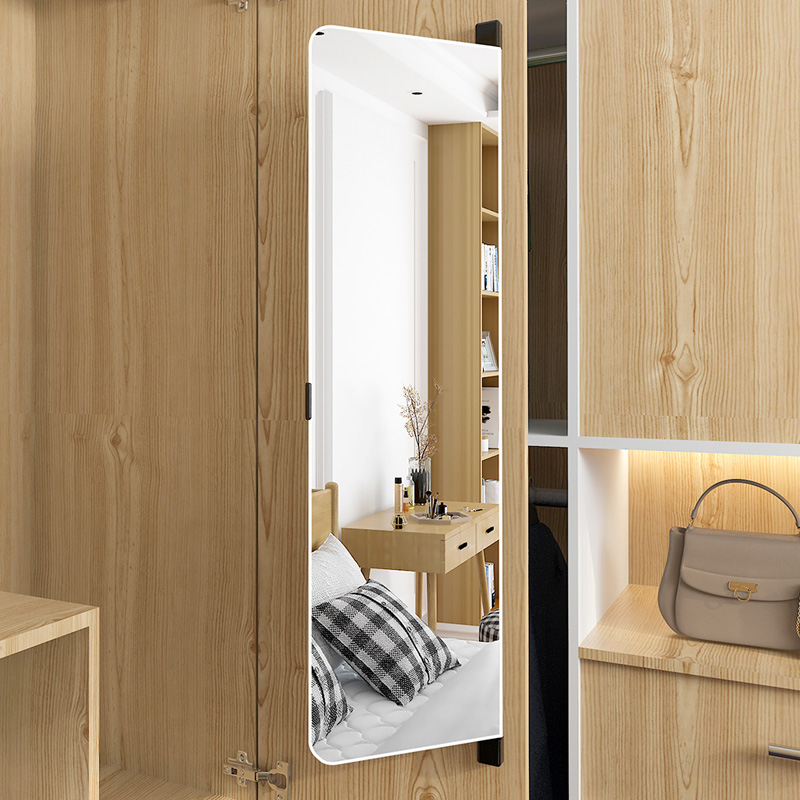 衣柜开门翻转试衣旋转折叠隐形内装全身推拉穿衣镜