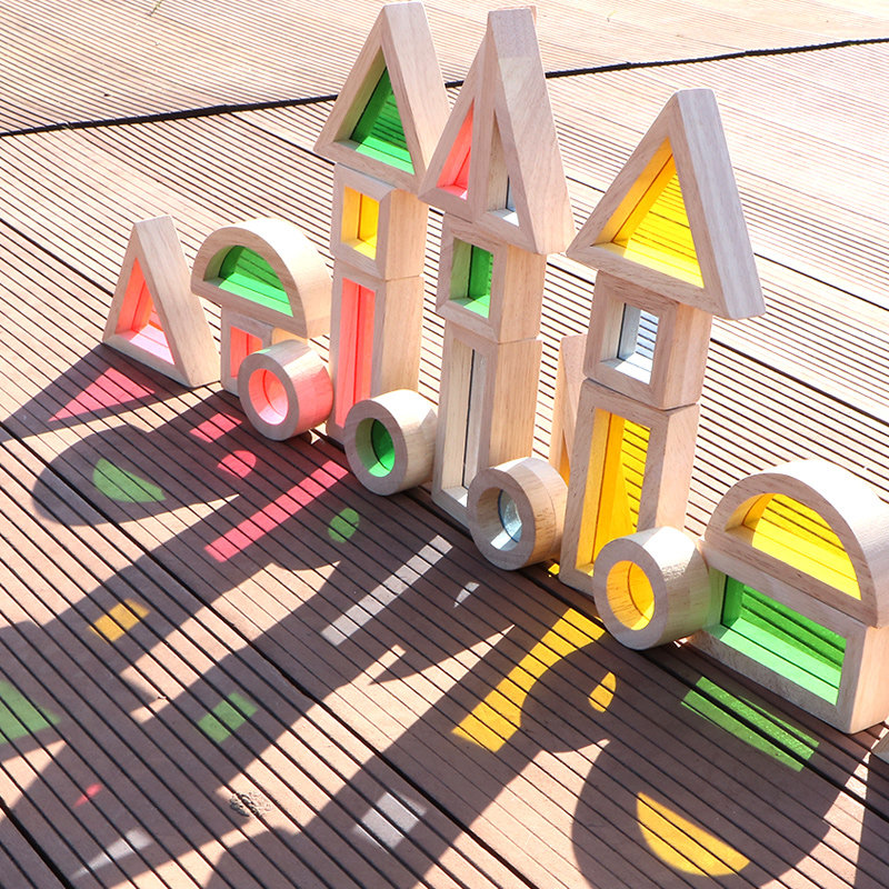 光影游戏创意彩虹积木透明玩具大颗粒儿童13岁益智早教启蒙男孩